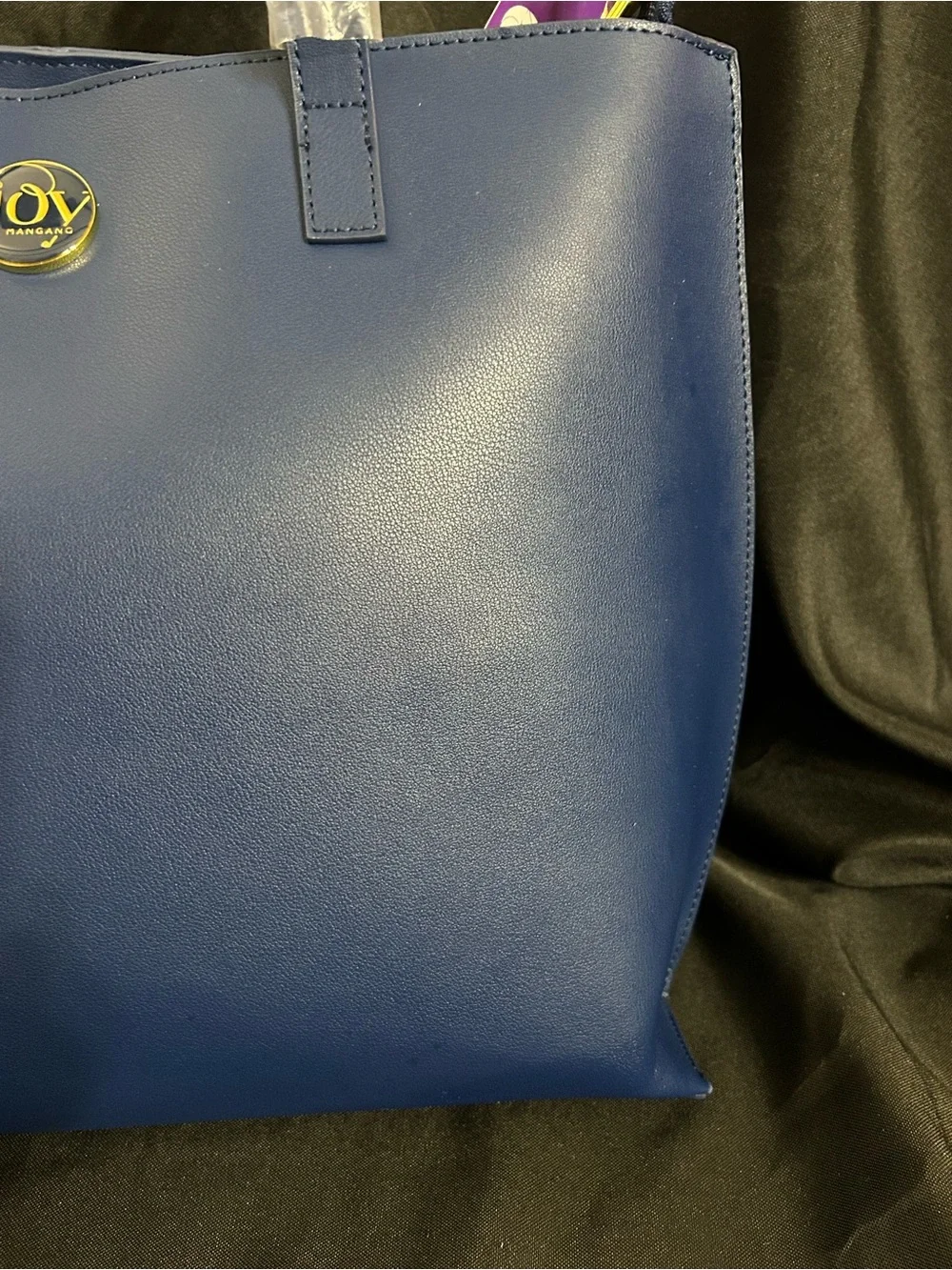 Joy Mangano Leather Structured RFID Navy Blue Tote Bag Women’s Tote NWT